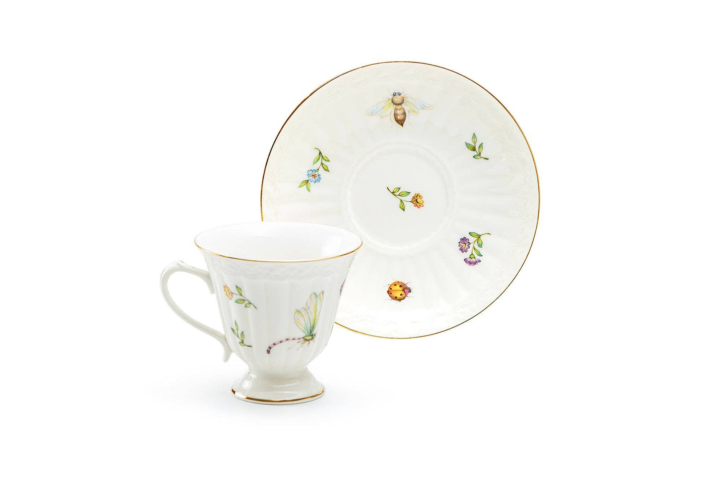 Summer Garden 7 oz Fine Porcelain Tea Cup and Saucer