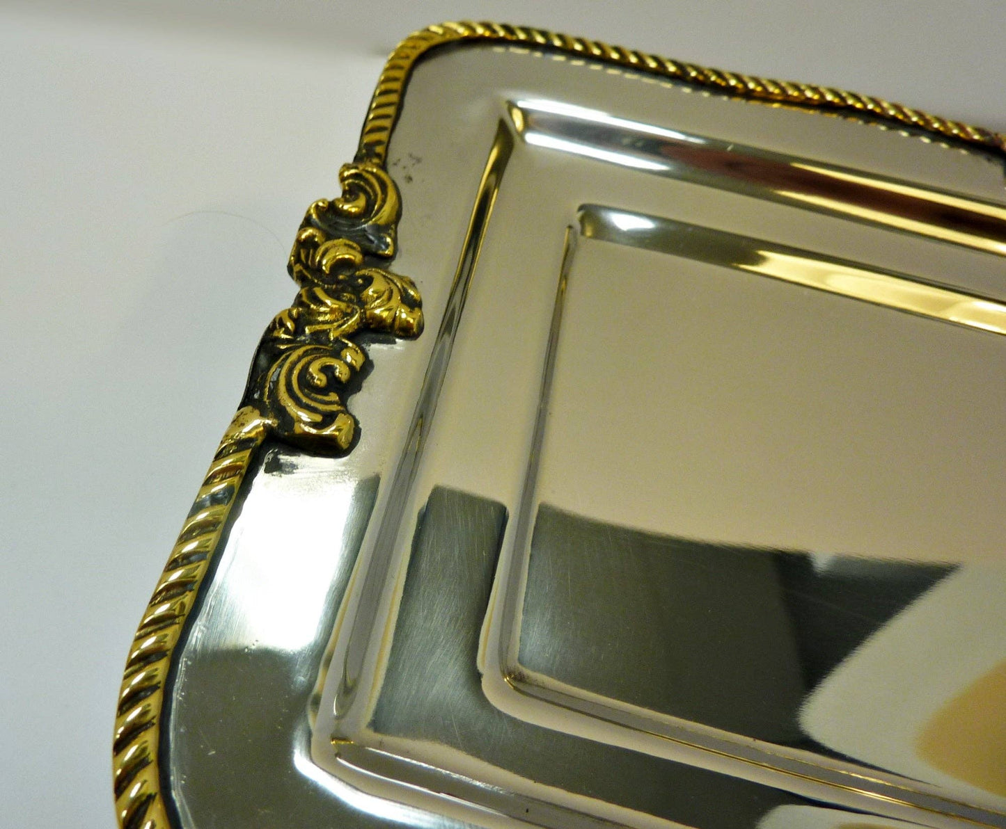 Rectangular Tray | Two tone St Steel & Brass | 320012
