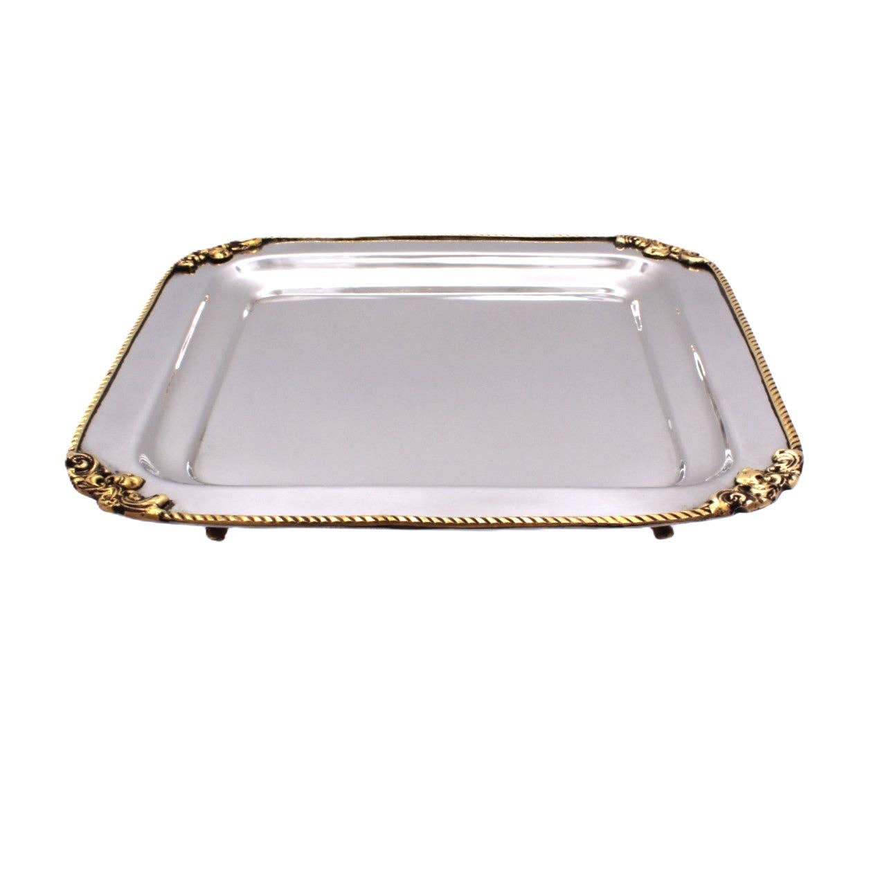 Square Tray | Two tone St Steel & Brass | 320010