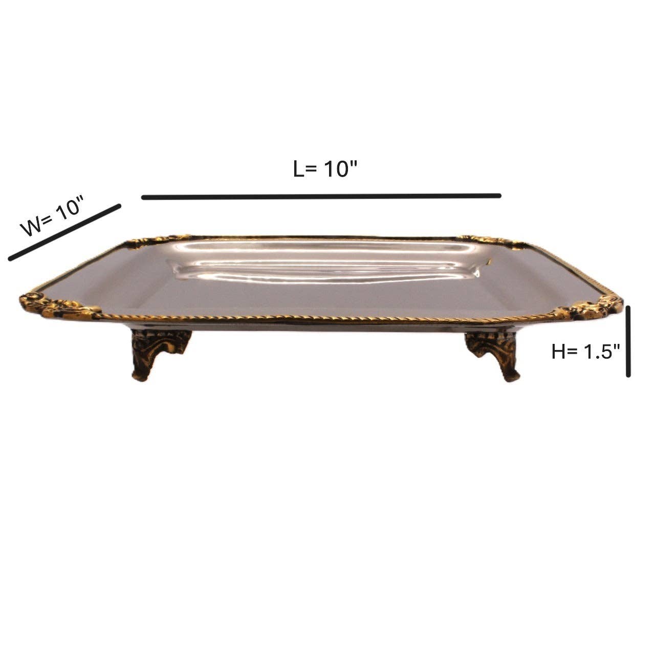 Square Tray | Two tone St Steel & Brass | 320010