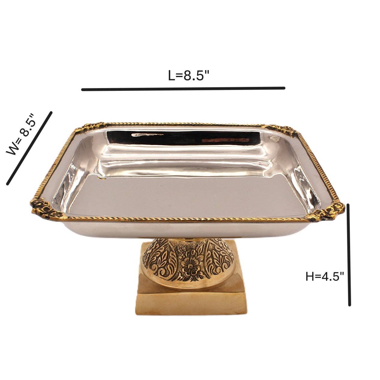 Square Candy Stand | Two tone St Steel & Brass | 320009