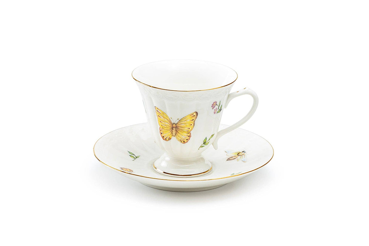 Summer Garden 7 oz Fine Porcelain Tea Cup and Saucer