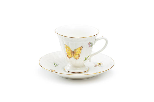Summer Garden 7 oz Fine Porcelain Tea Cup and Saucer