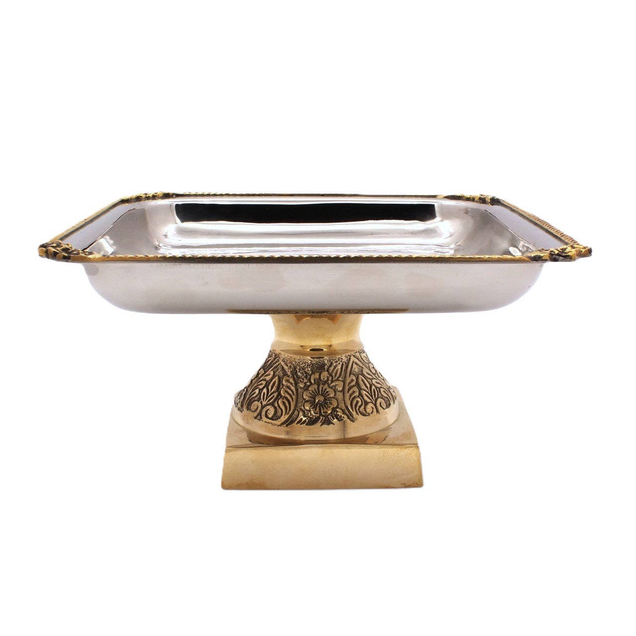 Square Candy Stand | Two tone St Steel & Brass | 320009