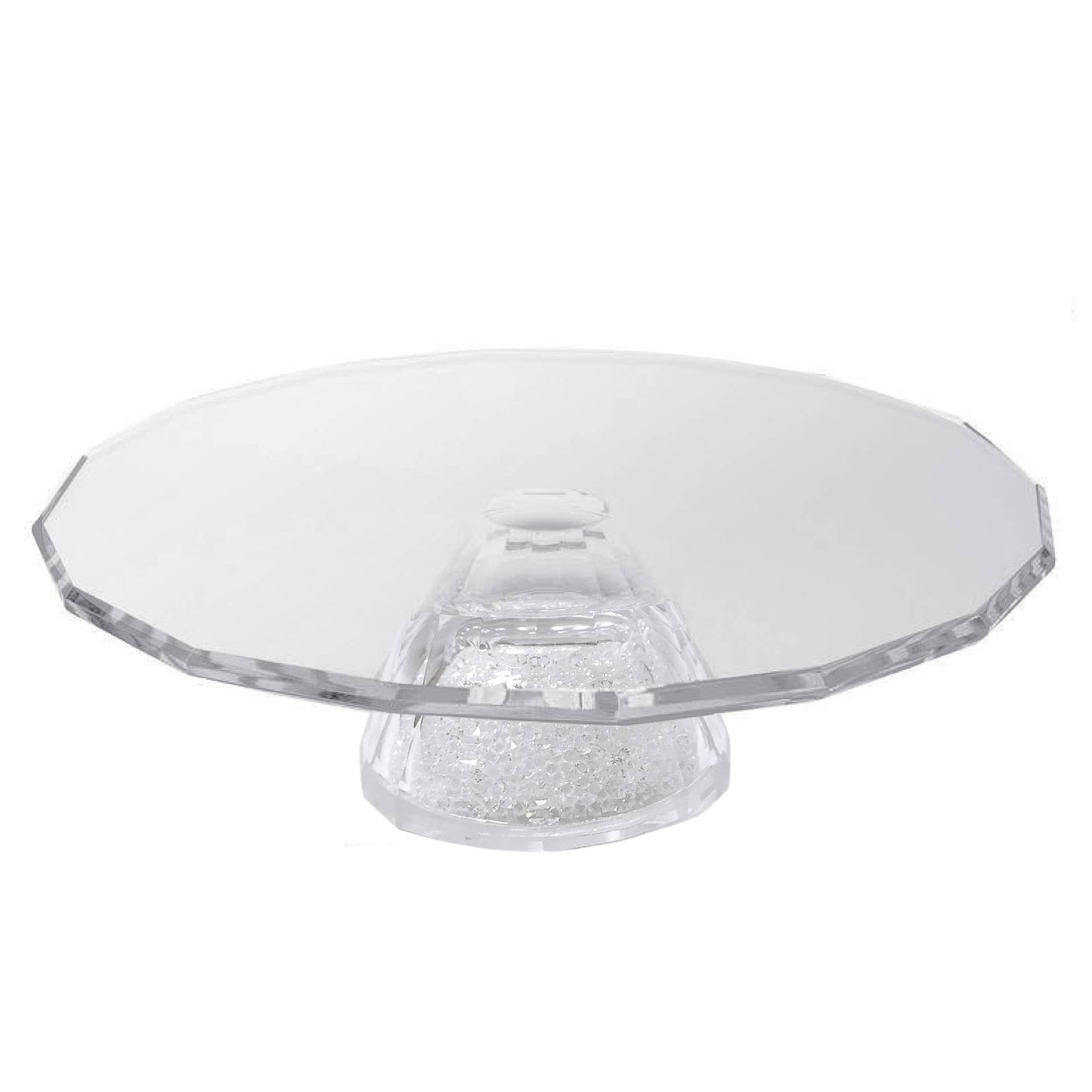 Clear Crystal Cake Stand | Crystal-Filled Round Base