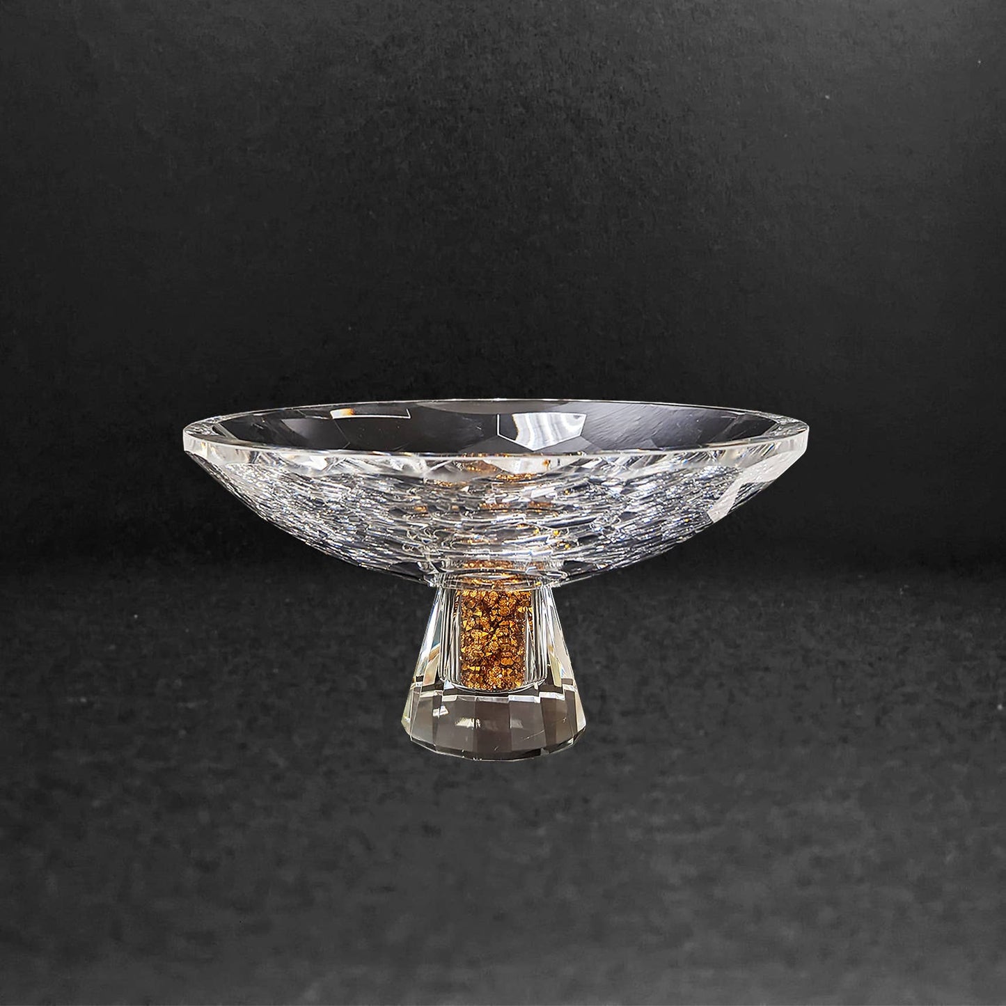 Crystal Fruit Bowl with Gold Crystal-Filled Base | Diamond Design
