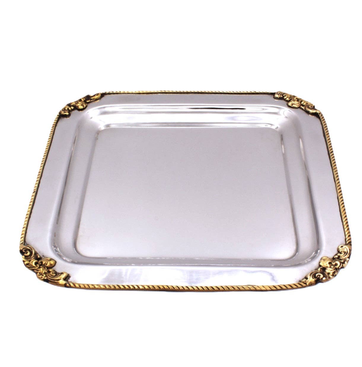Square Tray | Two tone St Steel & Brass | 320010
