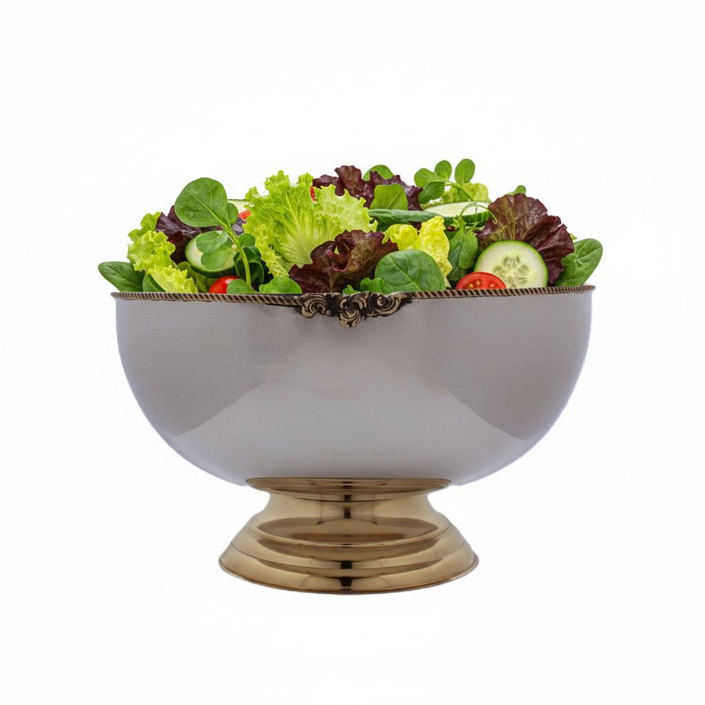 Large Bowl Serveware | Stainless Steel & Brass | 320001
