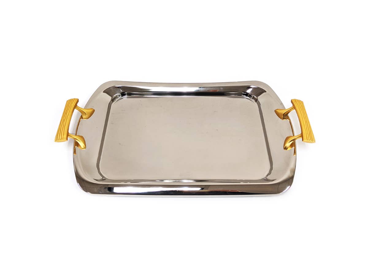 Gold Two-Tone Rectangular Serving Tray | 20" x 11"
