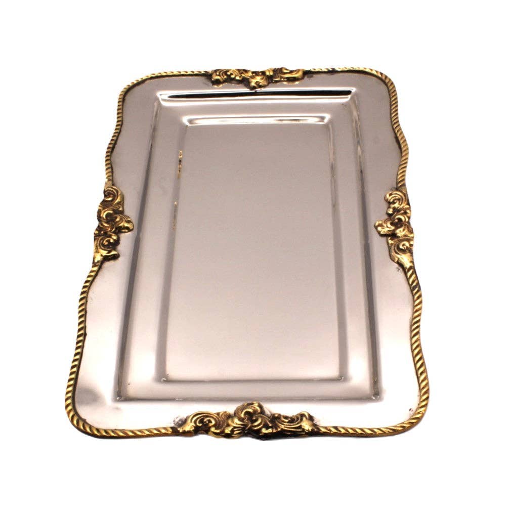 Rectangular Tray | Two tone St Steel & Brass | 320012