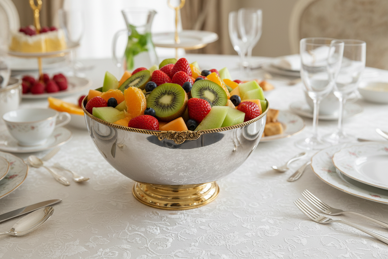 Large Bowl Serveware | Stainless Steel & Brass | 320001