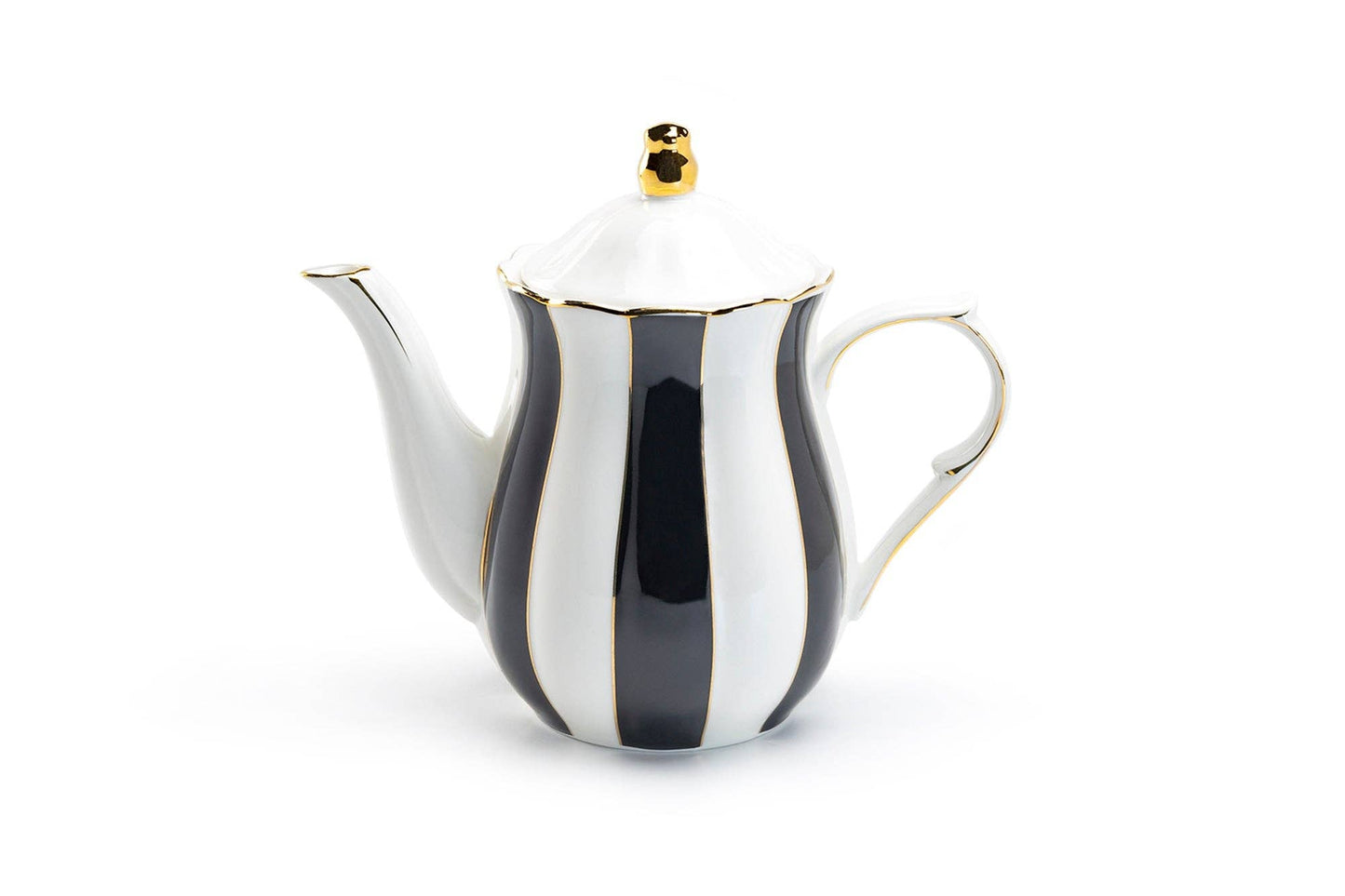 Black and White Scallop 40oz Fine Porcelain Teapot