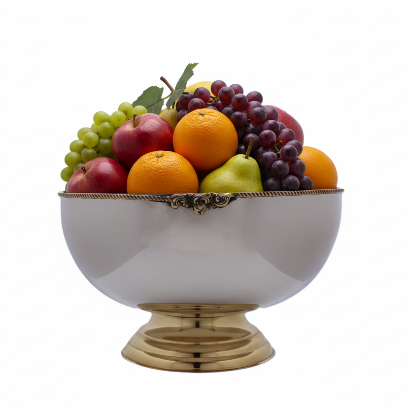 Large Bowl Serveware | Stainless Steel & Brass | 320001