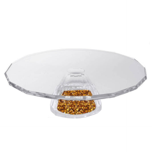 Gold Crystal Cake Stand | Crystal-Filled Round Base