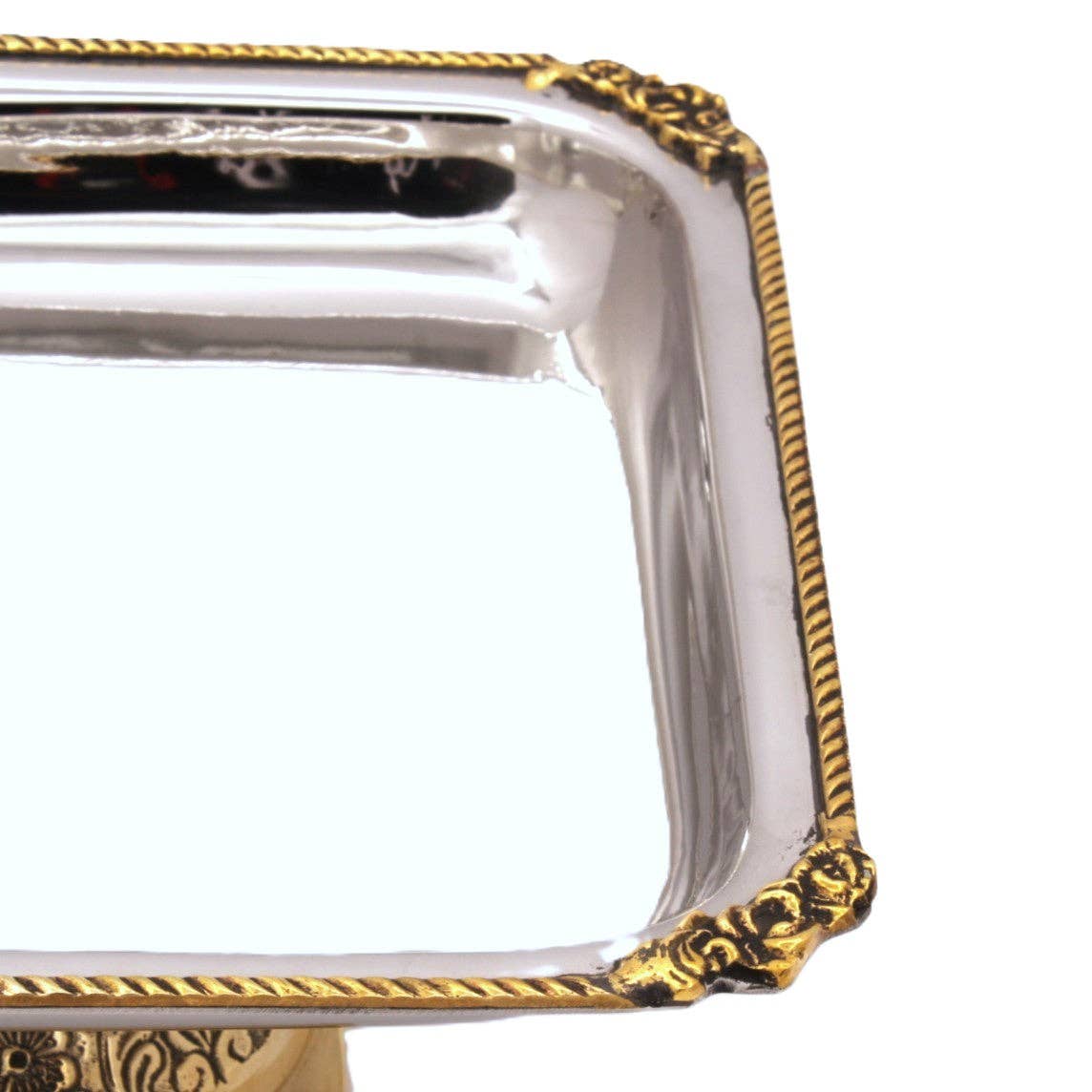 Square Candy Stand | Two tone St Steel & Brass | 320009