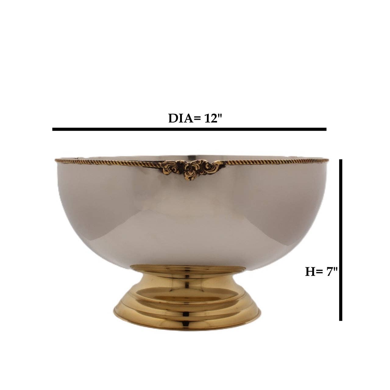 Large Bowl Serveware | Stainless Steel & Brass | 320001