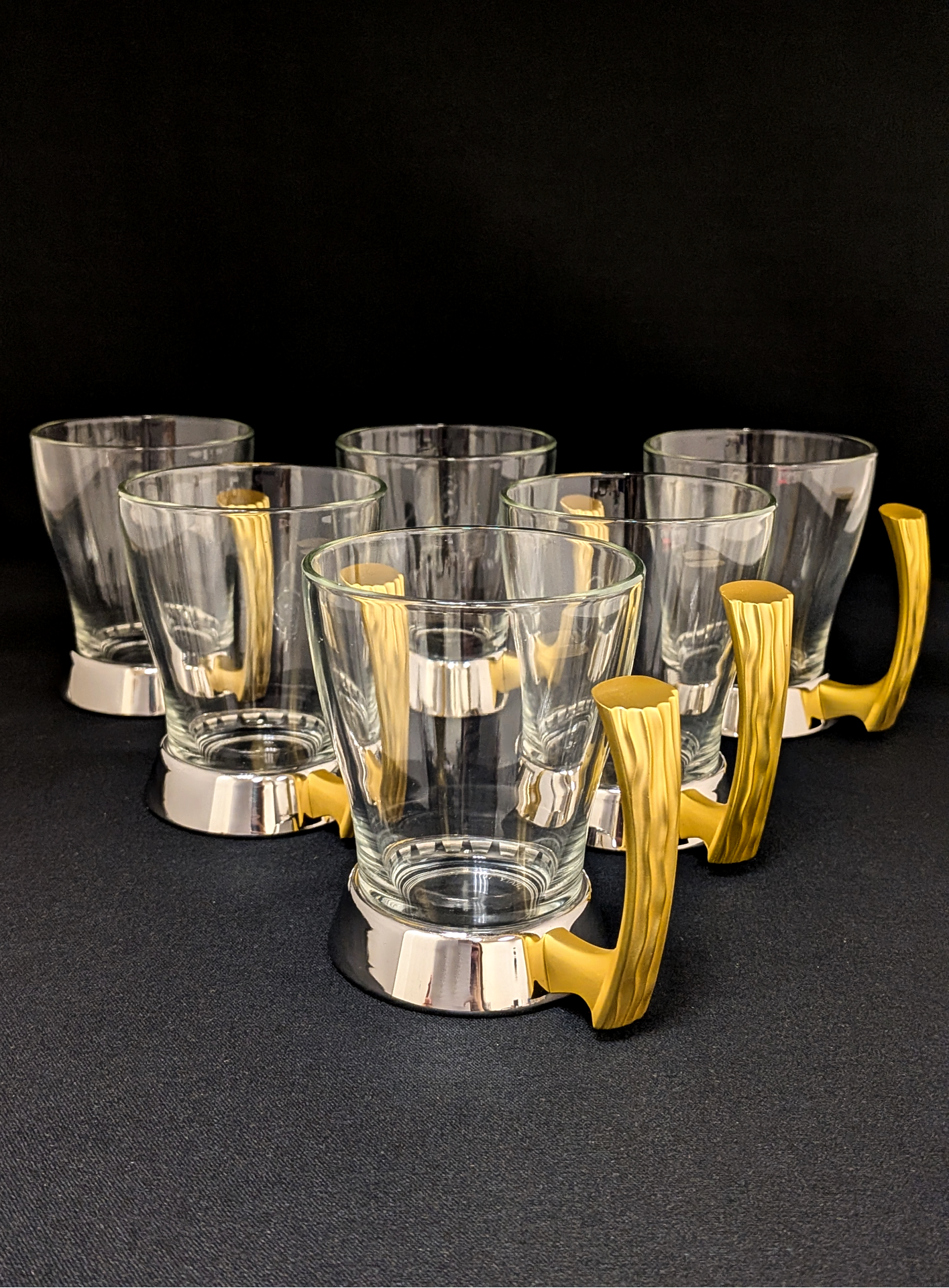 Gold Coffee & Tea Cup Set of 6 | Stainless Steel & Glass