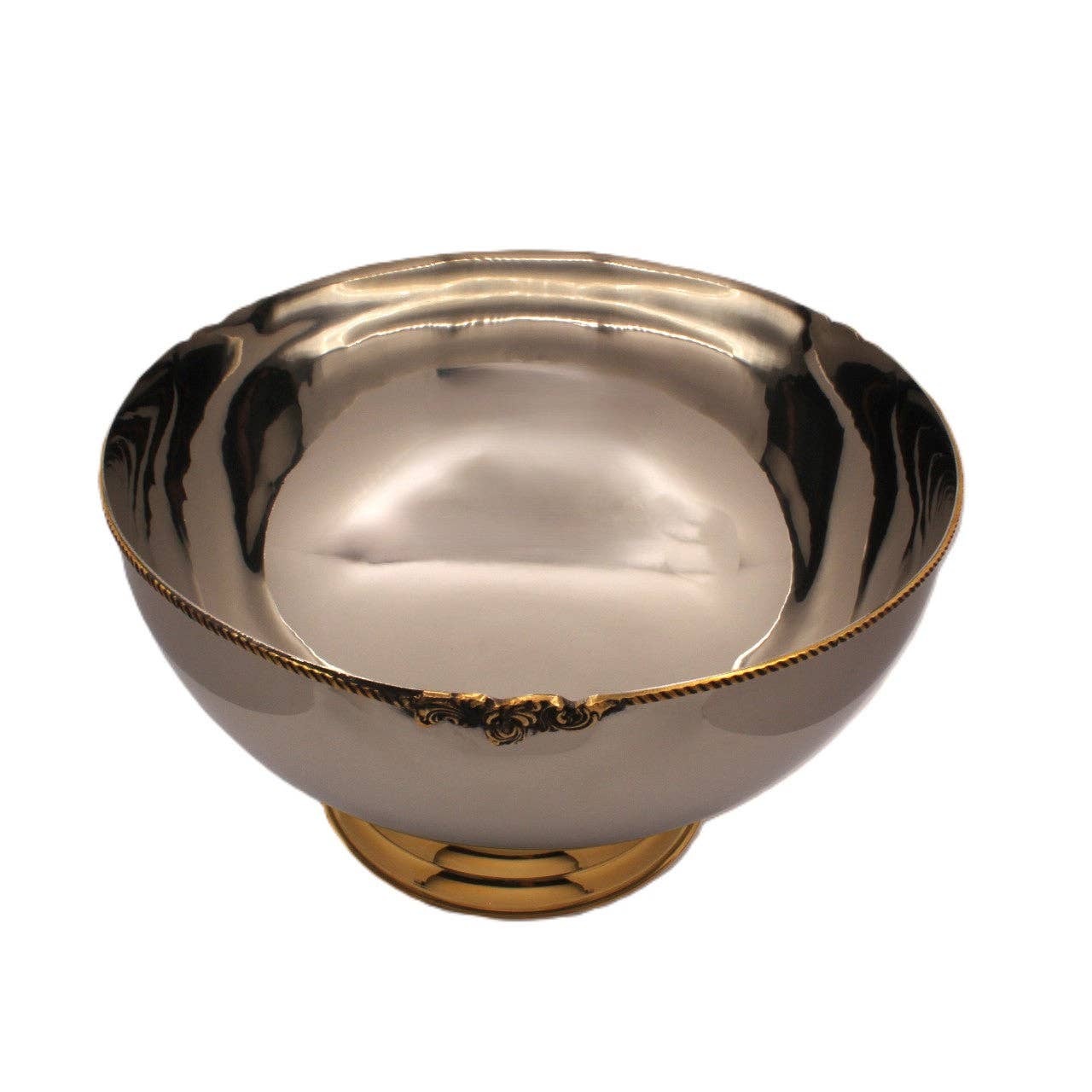 Large Bowl Serveware | Stainless Steel & Brass | 320001