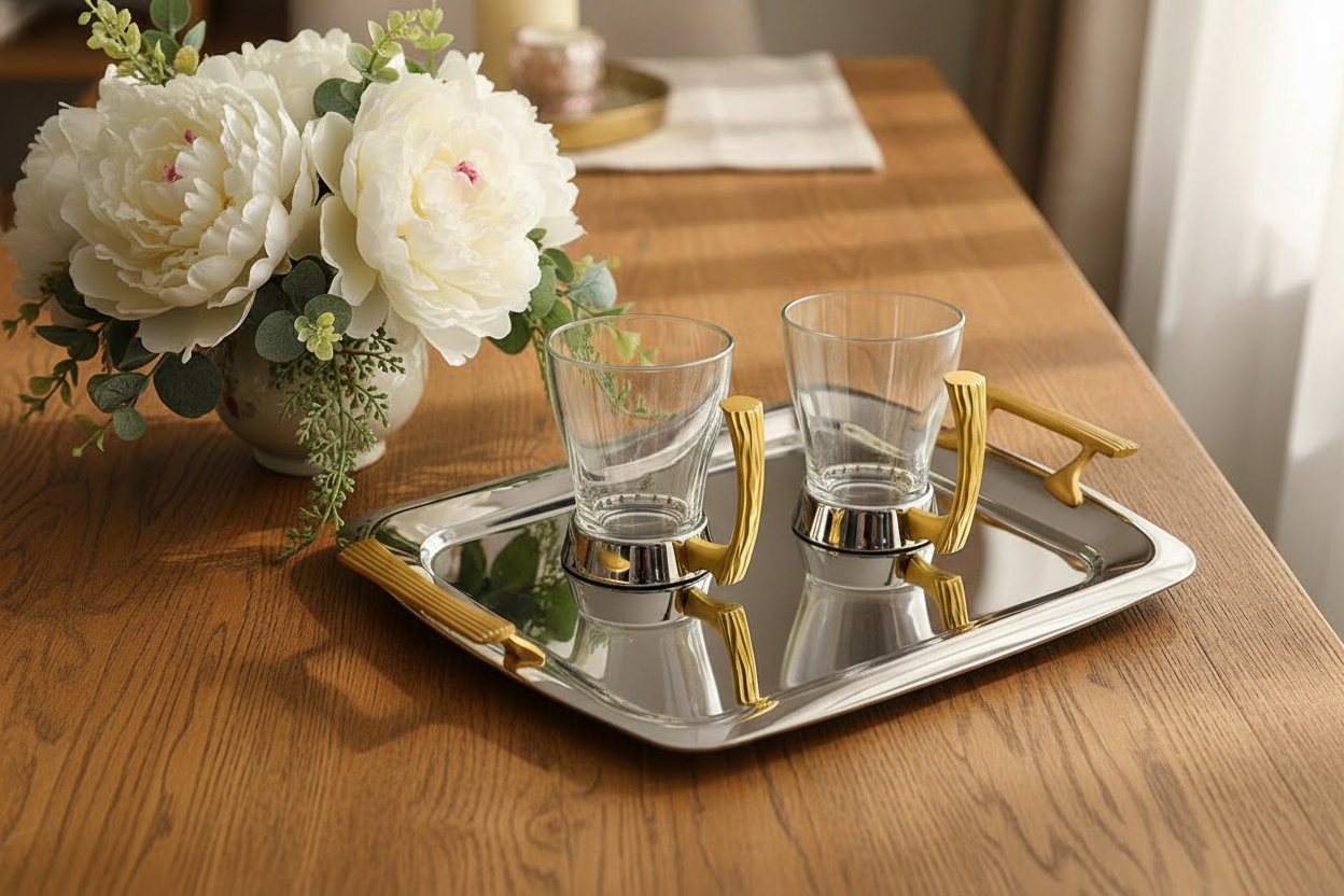 Gold Tray with Cups