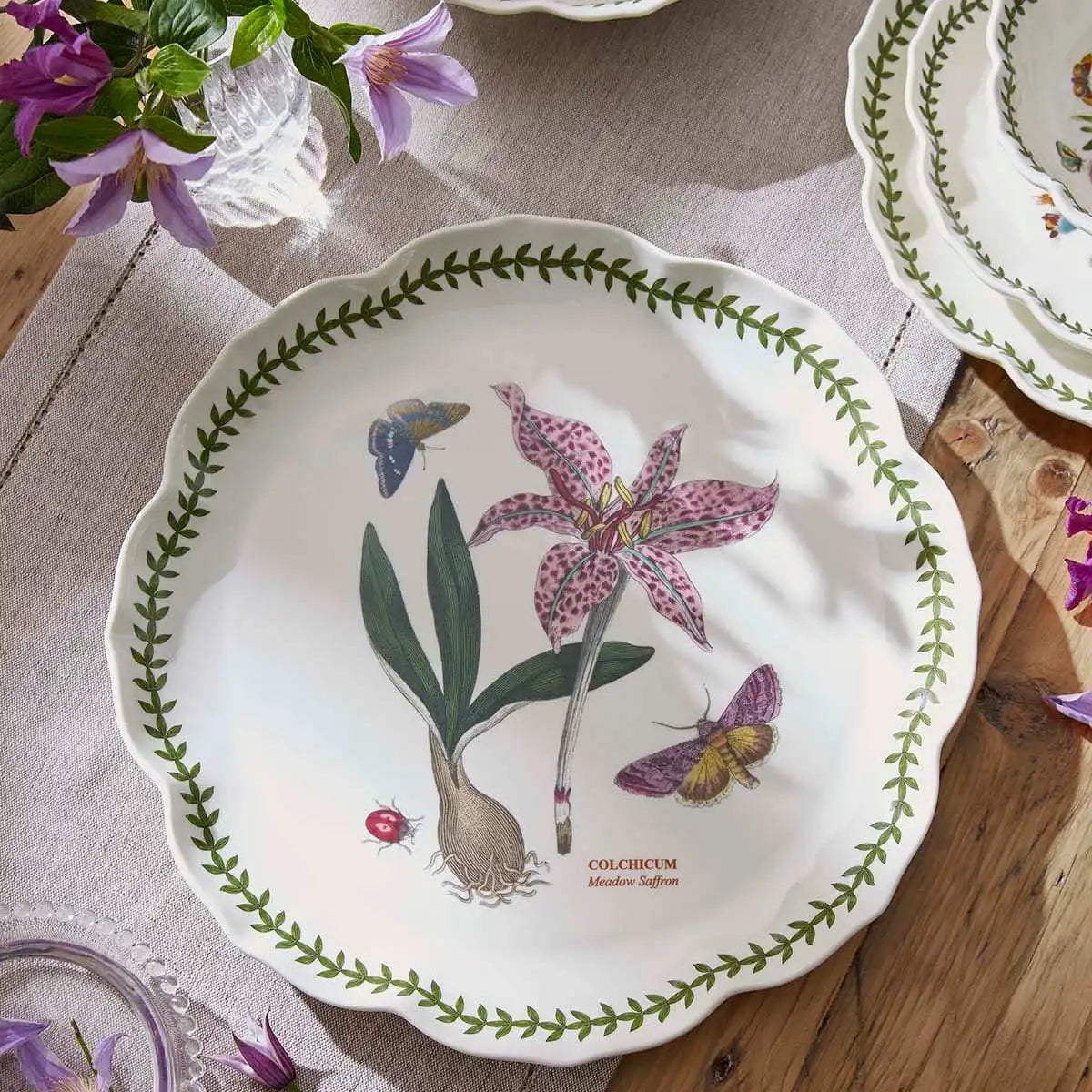 Botanic Garden Lotus Blossom Large Round Platter, Meadow Saffron